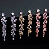 Long Leaf CZ Crystal Ear Clip for Wedding Bridal Party