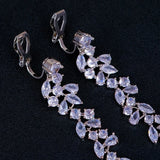 Long Leaf CZ Crystal Ear Clip for Wedding Bridal Party