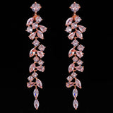Long Leaf CZ Crystal Ear Clip for Wedding Bridal Party