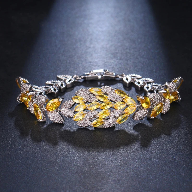Micro Pave Zircon Bracelet for Women Red Cubic Zirconia Wedding Jewelry