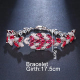 Micro Pave Zircon Bracelet for Women Red Cubic Zirconia Wedding Jewelry