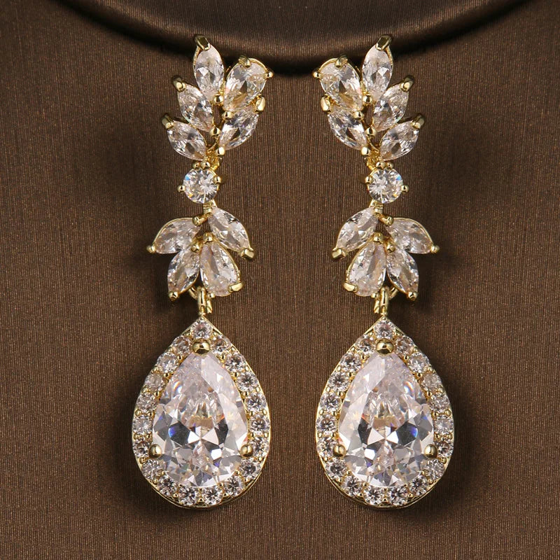 Bling Crystal Bridal Drop Earrings Wedding Jewelry