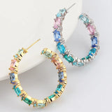 Multicolor CZ Hoop Earrings for Women Bridal Gift