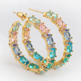 Multicolor CZ Hoop Earrings for Women Bridal Gift
