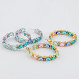 Multicolor CZ Hoop Earrings for Women Bridal Gift