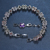 Zircon Flower Charm Bracelet CZ Crystal Chain Bangles Wedding Jewelry