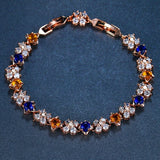 Zircon Flower Charm Bracelet CZ Crystal Chain Bangles Wedding Jewelry