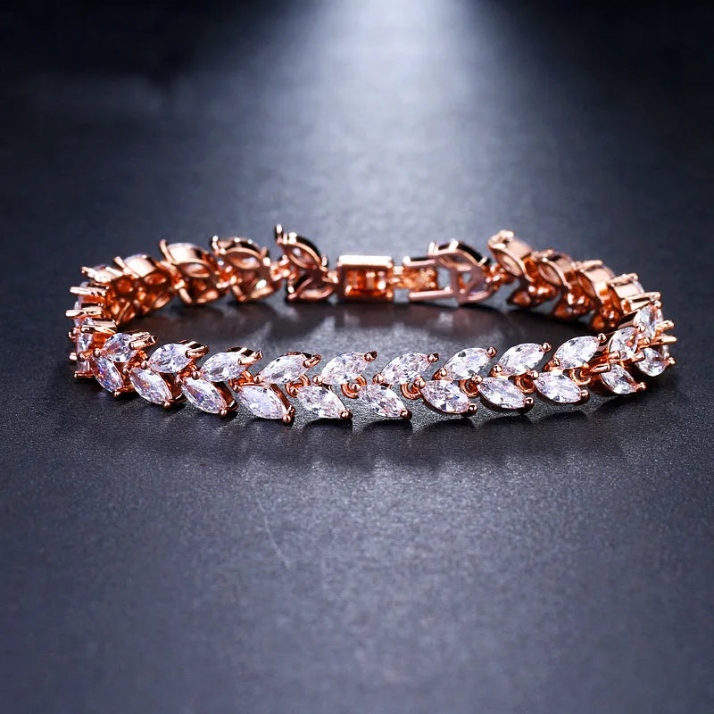 Ekopdee Vintage Crystal Zircon Bracelet Women Cubic Zirconia Braided Wrap