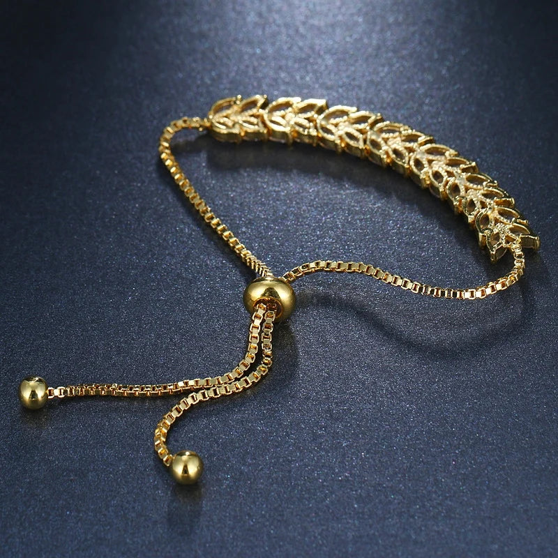 Ekopdee Vintage Crystal Zircon Bracelet Women Cubic Zirconia Braided Wrap
