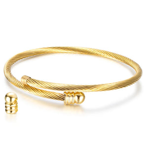 Elastic Cable Wire Bangle Stainless Steel Bracelet Screw Removable End Plug