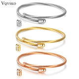 Elastic Cable Wire Bangle Stainless Steel Bracelet Screw Removable End Plug