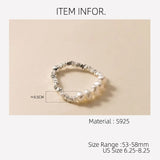 Adjustable 925 Sterling Silver Rings for Women Pearl Geometry Silver Bead Ring