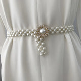 Elastic Pearl Thin Waist Chain Women's Decorative Belt