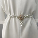 Elastic Pearl Thin Waist Chain Women's Decorative Belt
