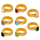Vintage Stainless Steel Elastic Ring with Cubic Zirconia