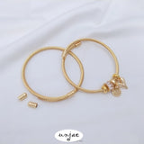 14K Gold-packed Elastic Wire Bracelet Ring with Large Hole Beads