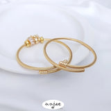 14K Gold-packed Elastic Wire Bracelet Ring with Large Hole Beads