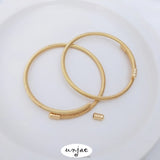 14K Gold-packed Elastic Wire Bracelet Ring with Large Hole Beads