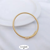 14K Gold-packed Elastic Wire Bracelet Ring with Large Hole Beads