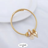 14K Gold-packed Elastic Wire Bracelet Ring with Large Hole Beads