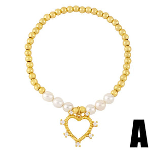 Elastic Rope Little Bear Angel Pearl Bracelet Heart Eye Charm Bracelet Women DIY