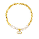 Elastic Rope Little Bear Angel Pearl Bracelet Heart Eye Charm Bracelet Women DIY
