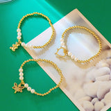 Elastic Rope Little Bear Angel Pearl Bracelet Heart Eye Charm Bracelet Women DIY