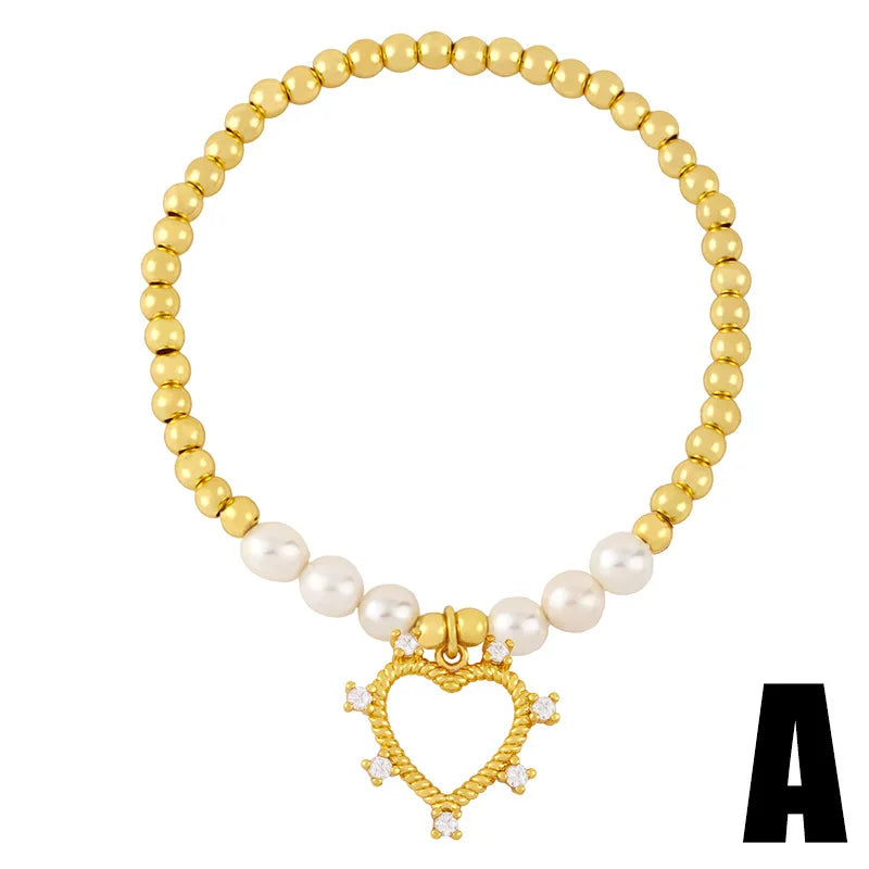 Elastic Rope Little Bear Angel Pearl Bracelet Heart Eye Charm Bracelet Women DIY