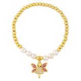 Elastic Rope Little Bear Angel Pearl Bracelet Heart Eye Charm Bracelet Women DIY