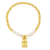 Elastic Rope Little Bear Angel Pearl Bracelet Heart Eye Charm Bracelet Women DIY