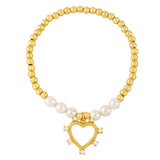 Elastic Rope Little Bear Angel Pearl Bracelet Heart Eye Charm Bracelet Women DIY