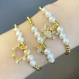 Elastic Rope Little Bear Angel Pearl Bracelet Heart Eye Charm Bracelet Women DIY