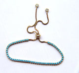 Elastic Turquoise 925 Silver Stone Bracelet for Girls