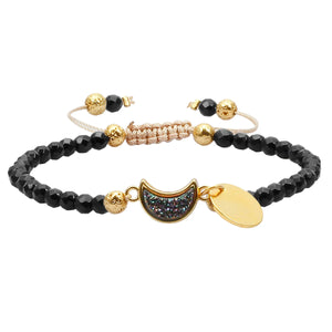Crystal Crescent Moon Amethyst Bracelet Adjustable