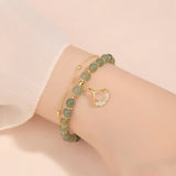 Opal Zircon Ginkgo Biloba Double-Layer Bracelet High-Grade Hand Jewelry