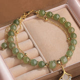 Opal Zircon Ginkgo Biloba Double-Layer Bracelet High-Grade Hand Jewelry