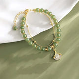 Opal Zircon Ginkgo Biloba Double-Layer Bracelet High-Grade Hand Jewelry