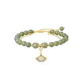 Opal Zircon Ginkgo Biloba Double-Layer Bracelet High-Grade Hand Jewelry