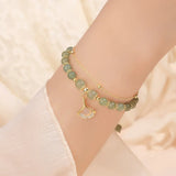 Opal Zircon Ginkgo Biloba Double-Layer Bracelet High-Grade Hand Jewelry
