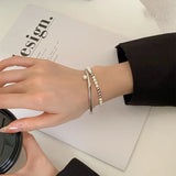 Pearl T-Buckle Bracelet Set for Women