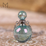Electroplated Crystal Perfume Bottle Pendant Necklace