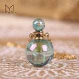 Electroplated Crystal Perfume Bottle Pendant Necklace