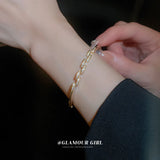 Zircon Spliced Buckle Bracelet Electroplated High Sense Jewelry
