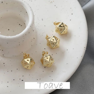 14K Electroplated Irregular Cut Surface Dice Pendant DIY Necklace Accessories