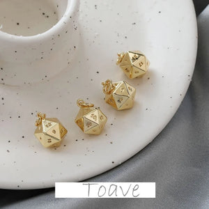 14K Electroplated Irregular Cut Surface Dice Pendant DIY Necklace Accessories