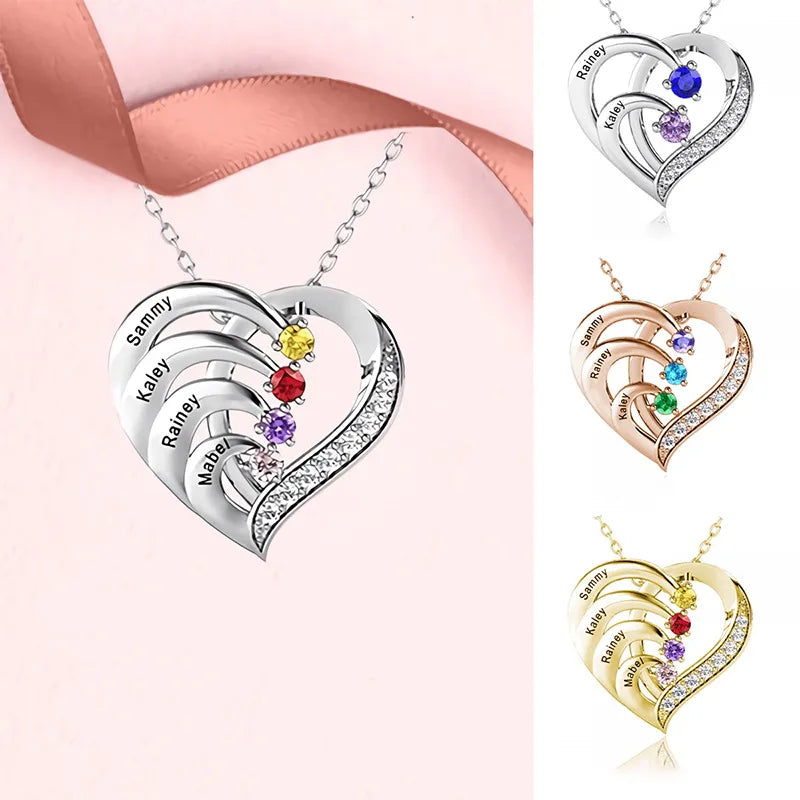 Silver Heart-shaped Pendant Crystal Diamond Necklace