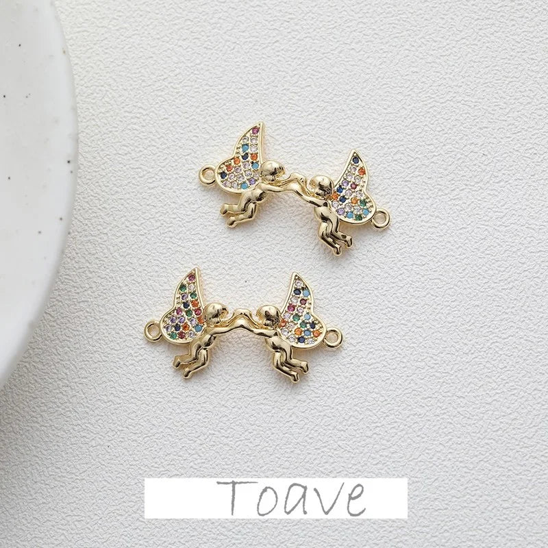 Electroplated Hanging Angel with Zircon DIY Jewelry Accessory