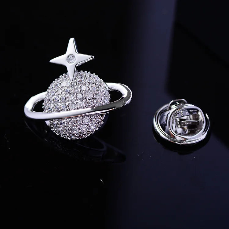 Zircon Brooch Electroplated Small Collar Pin Shirt Button