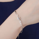 Angel Wings & Crystal Heart Bracelet Wedding Birthday Gift 925 Silver