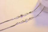 Angel Wings & Crystal Heart Bracelet Wedding Birthday Gift 925 Silver